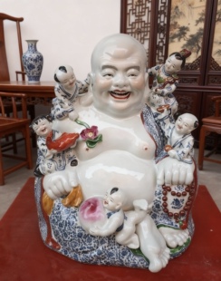 五子登科景德镇陶瓷摆件五子佛笑口弥勒佛多子佛客厅摆设工艺品50