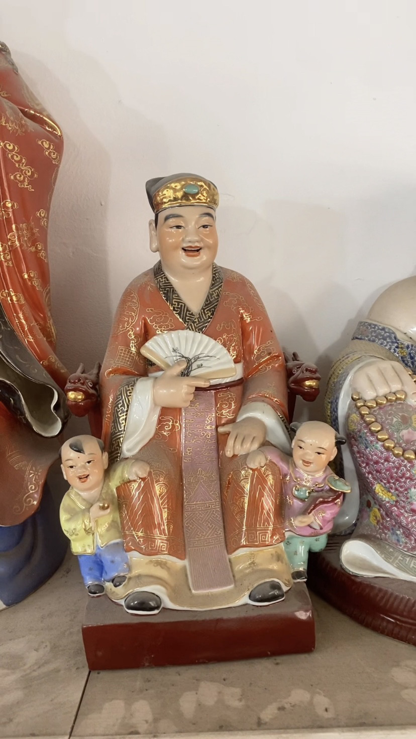 景德镇粉彩陶瓷文昌帝君星君雕像装饰摆件