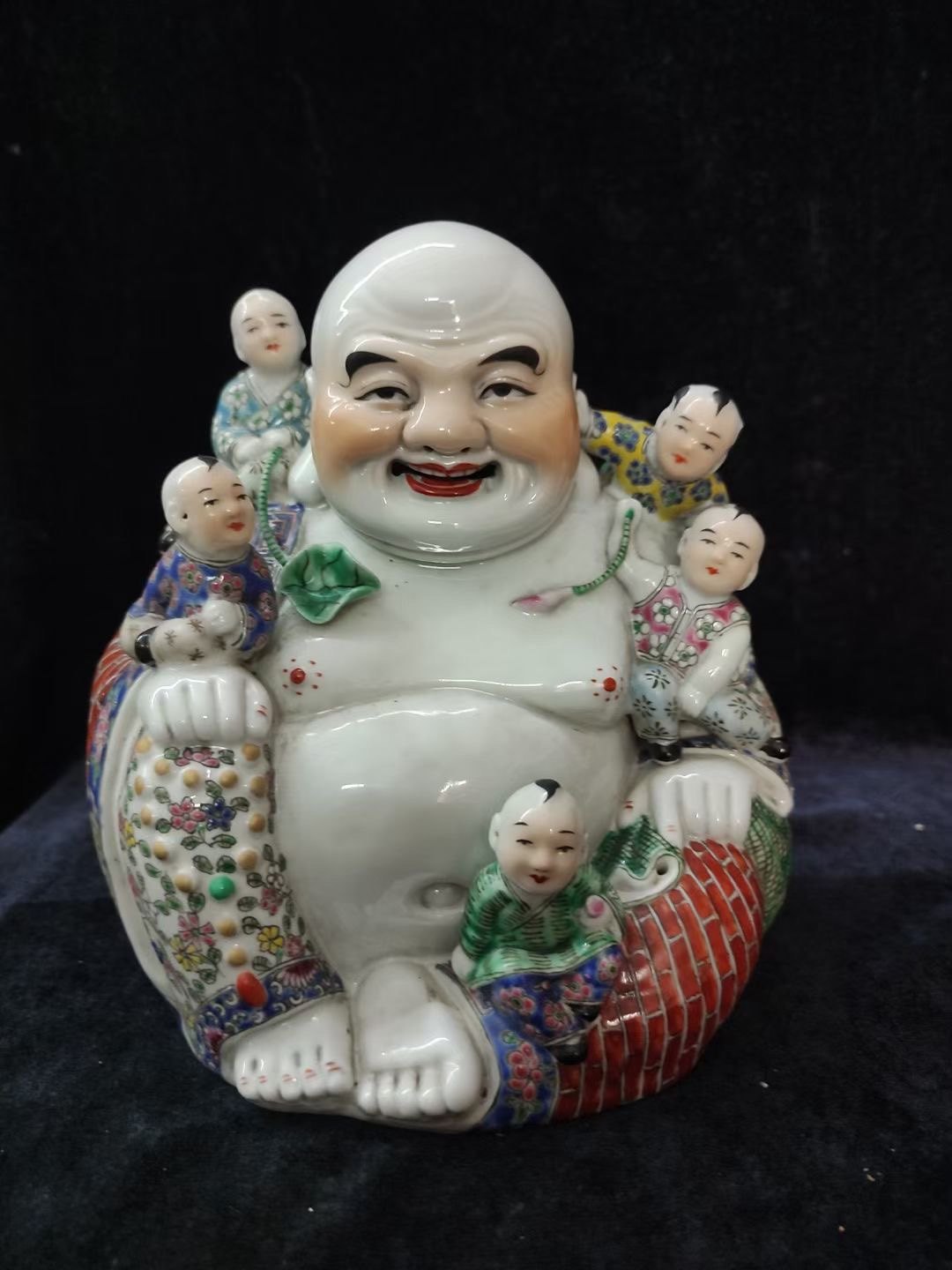景德镇仿古雕塑瓷器五子登科弥罗佛名人作朱茂时造款古董佛像家居