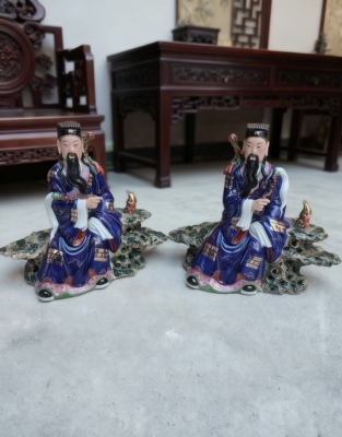 吕祖坐像吕洞宾瓷像神像孚佑帝君妙道天尊纯阳真人工艺品摆件30cm