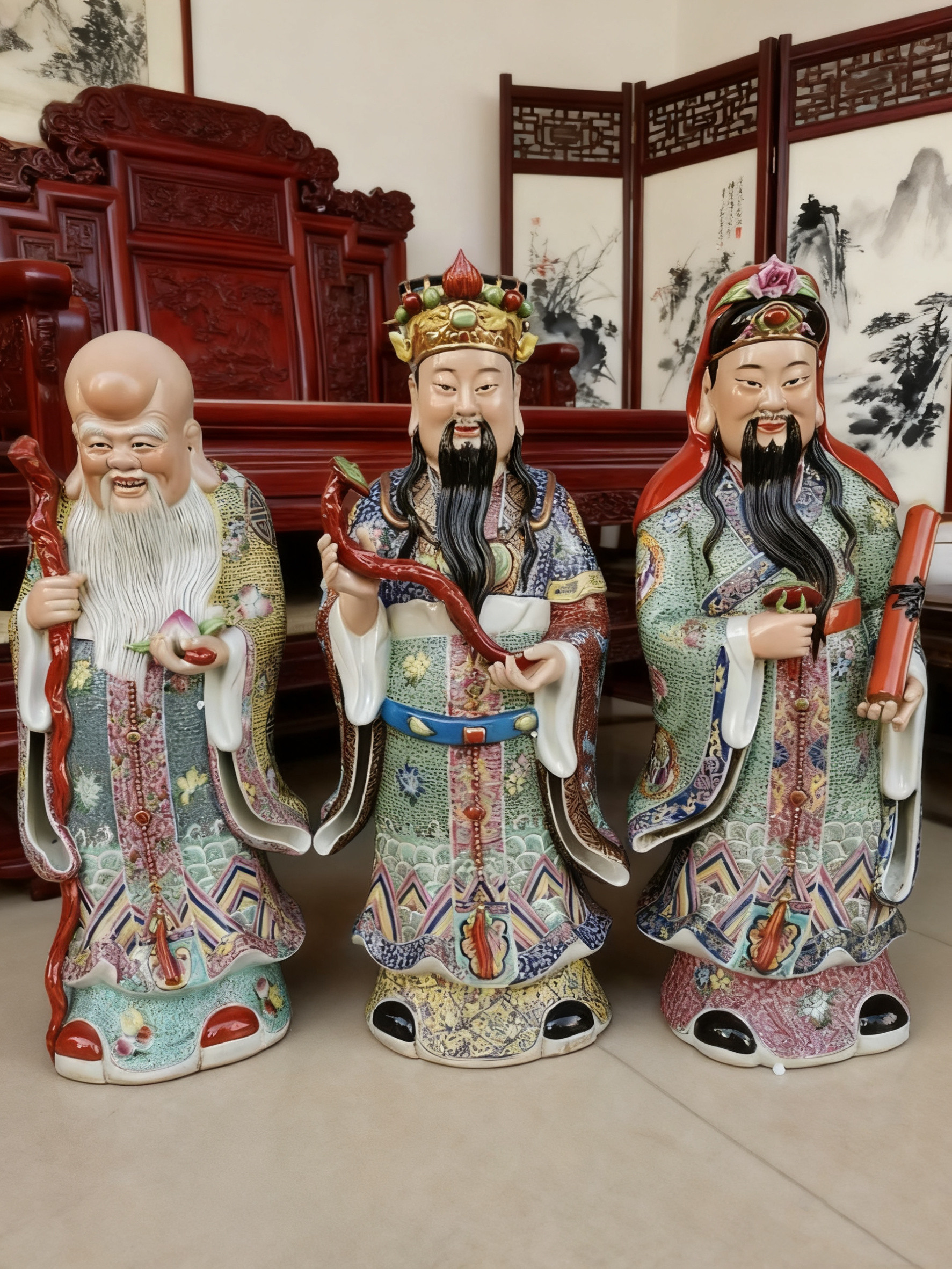 雕塑福星禄星寿星福禄寿三星神像佛像摆件老人贺寿招财客厅摆件50图片