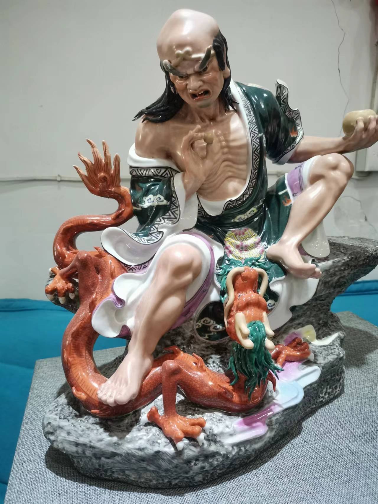 景德镇精品彩绘陶瓷器十八罗汉佛像18尊者雕塑像摆件一套工艺礼品