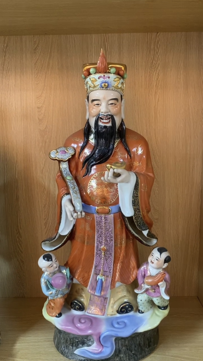 陶瓷文财神爷佛像神像家用佛像客厅摆件店铺开业家居酒店装饰65cm