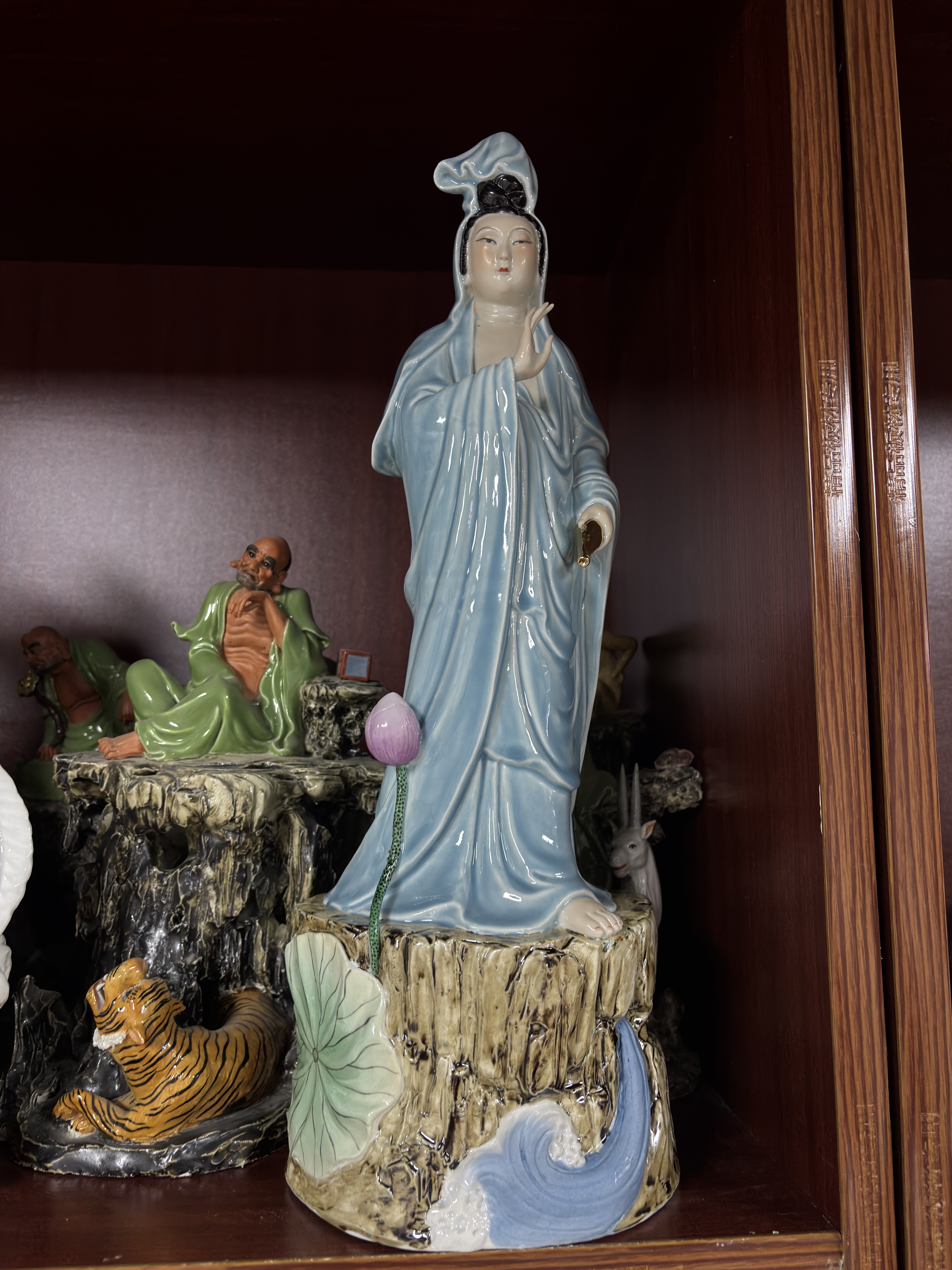 景德镇天青釉站石持净瓶观音陶瓷佛像寺庙佛堂家用观世音摆件48cm,家居饰品,桌面摆件,淘宝优惠券,粉丝福利购,淘宝优惠卷