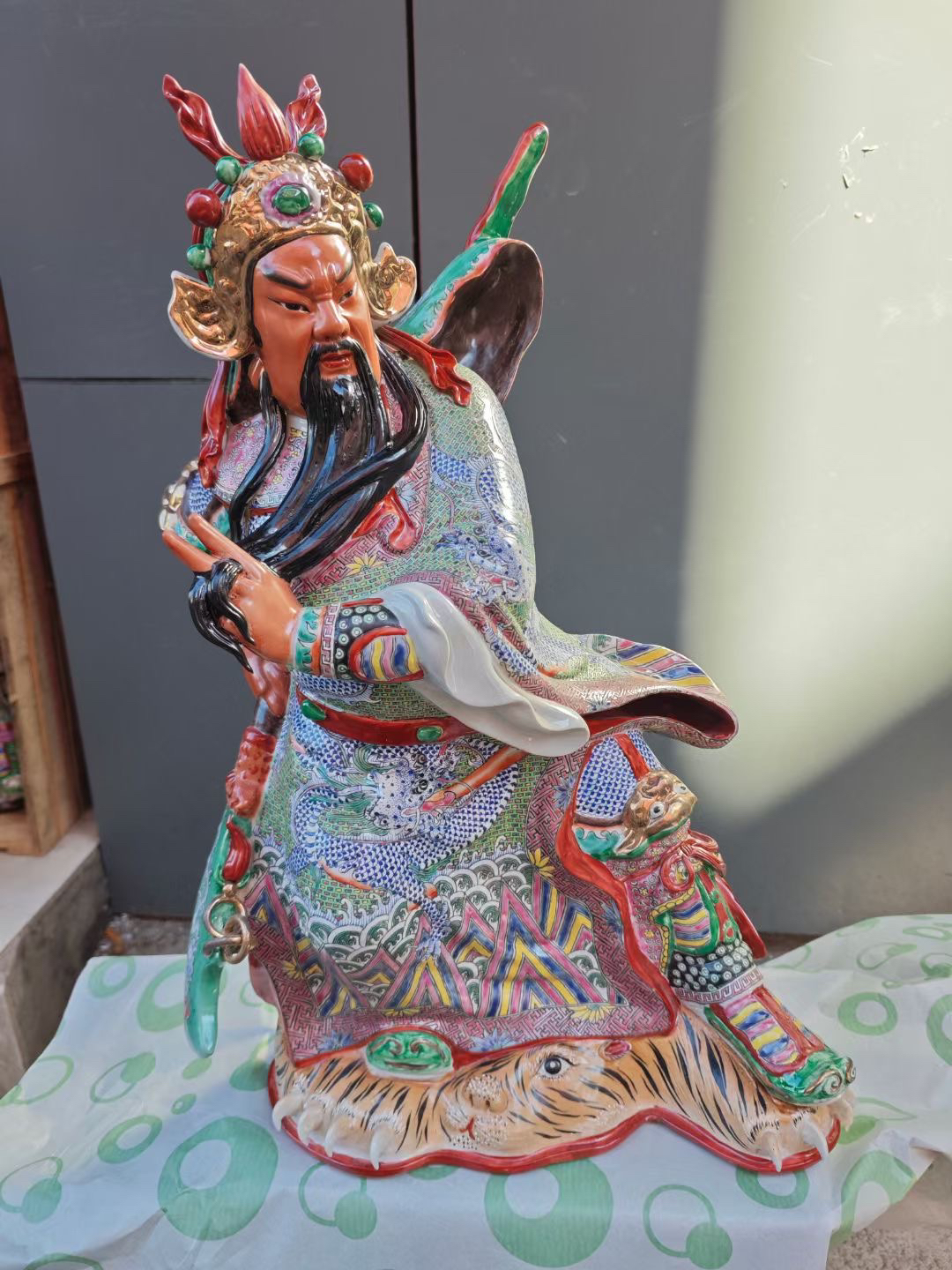 景德镇陶瓷器红脸关公摆件单刀赴会关二爷羽招财关帝武财神像60cm