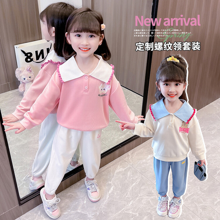 女童时髦套装洋气宝宝学院风衣服套装