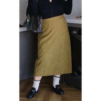 09/27晚八点 纯色灯芯绒高腰显瘦A字半身裙
