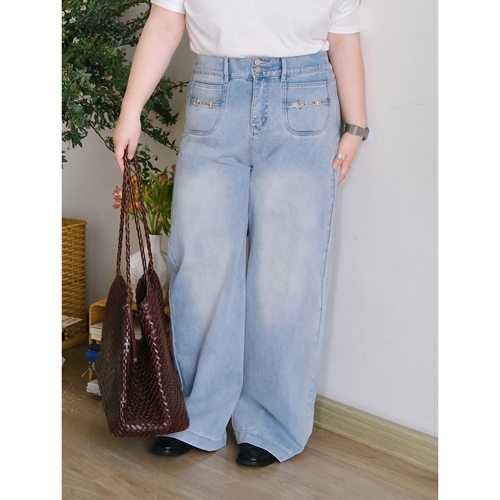 zooobaby03/18早春新品高腰简约直筒牛仔裤子