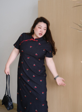 zooobaby03/18早春新品新中式国风刺绣旗袍百搭显瘦收腰连衣裙