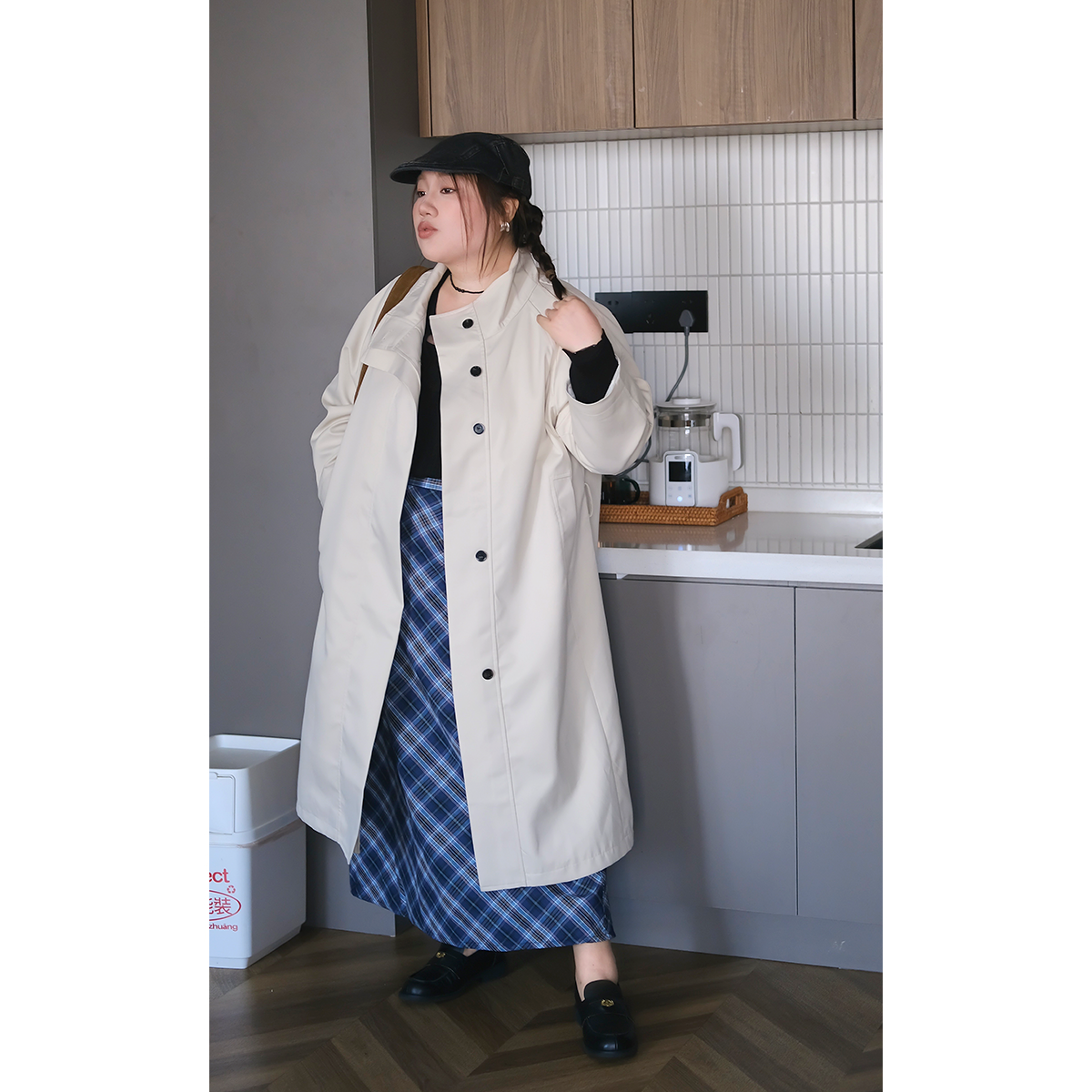 09/27晚八点高级感气质重工宽松收腰显瘦长款休闲风衣外套女