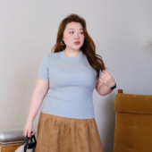 韩系简约设计感套头针织T恤百搭显瘦短袖 08早春新品