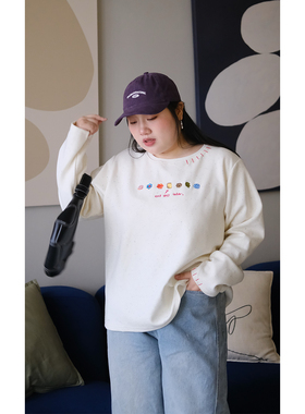 ZOOOBABY02/05晚八点 早春韩系彩点刺绣字母长袖T恤宽松休闲卫衣