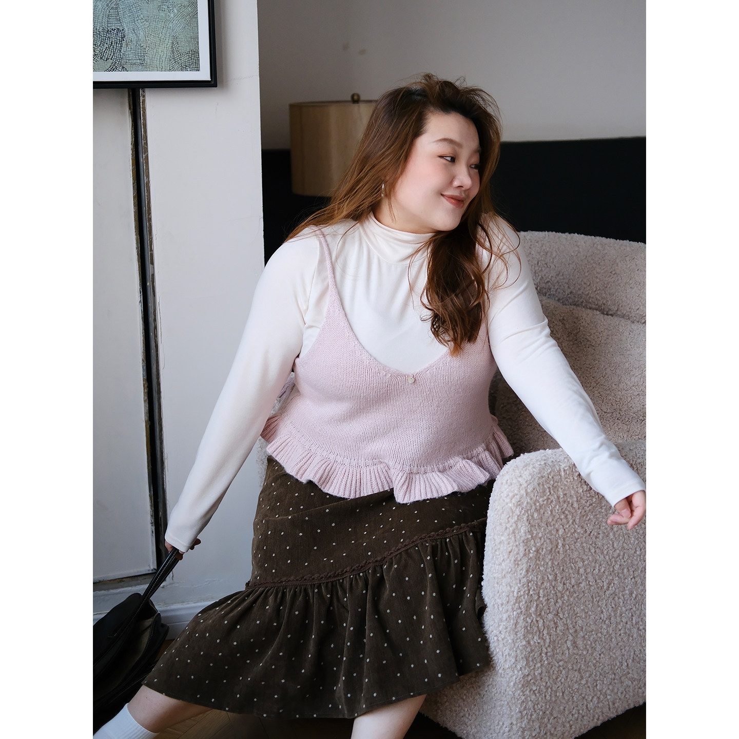 zooobaby01/04韩系简约纯色v领木耳边百搭针织背心,女装/女士精品,大码内搭,淘宝优惠券,粉丝福利购,淘宝优惠卷