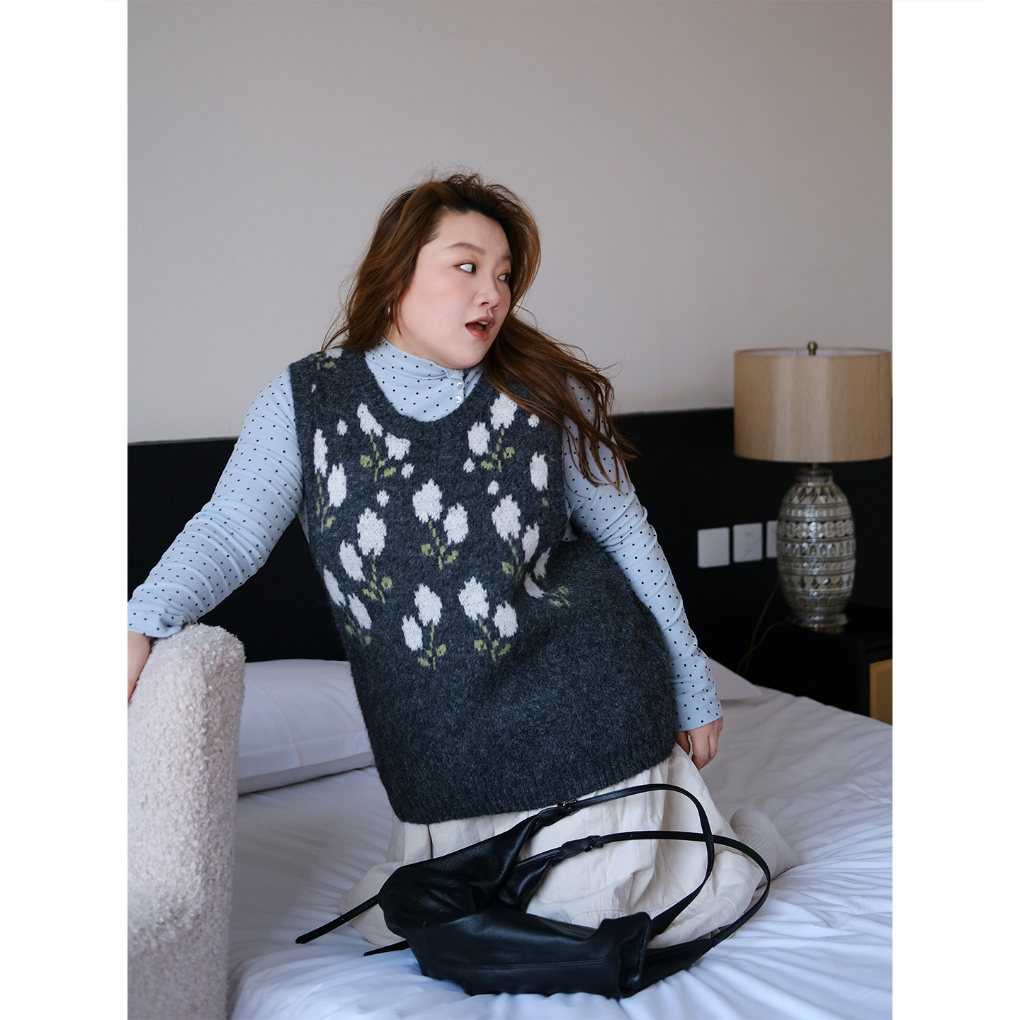 zooobaby01/04韩系简约圆领提花针织宽松马甲女显瘦百搭毛衣背心,女装/女士精品,大码内搭,淘宝优惠券,粉丝福利购,淘宝优惠卷