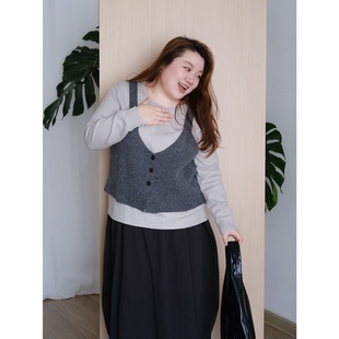zooobaby09 30韩系简约百搭显瘦假两件针织撞色上衣背心
