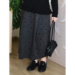 zooobaby10 20韩系简约波点气质设计感宽松A字裙女高腰简约百搭