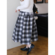 zooobaby01 04韩系简约磨毛圆领格子半身裙女显瘦百搭中长款 裙子
