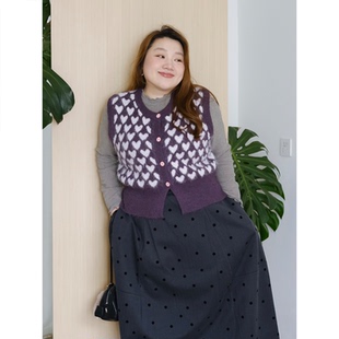 zooobaby11 09韩系简约爱心针织马甲女显瘦上衣