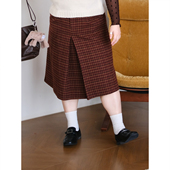 zooobaby01 22韩系胖mm复古格子毛呢红格中裙半身裙子