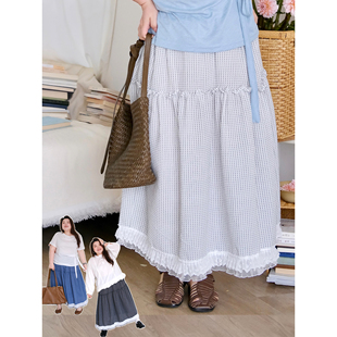 zooobaby03 25韩系蕾丝边波点拼接半身裙子伞裙