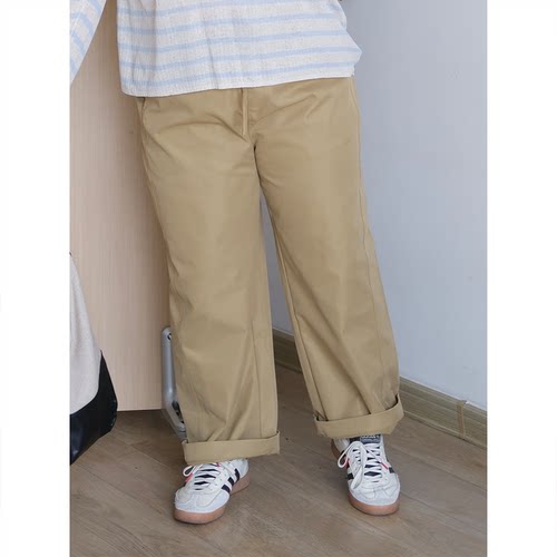 zooobaby08/07韩系简约高腰显瘦直筒裤女宽松休闲百搭长裤子