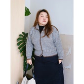 zooobaby10 20韩系简约翻领撞色条纹针织开衫 女显瘦外套