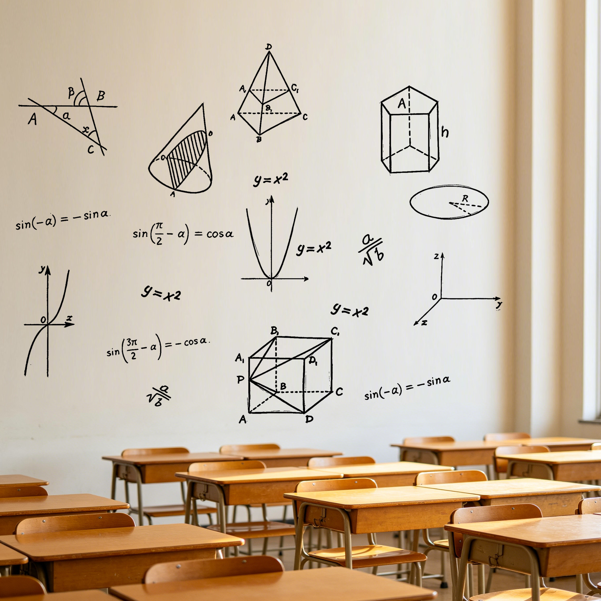数学XY坐标几何图案墙贴