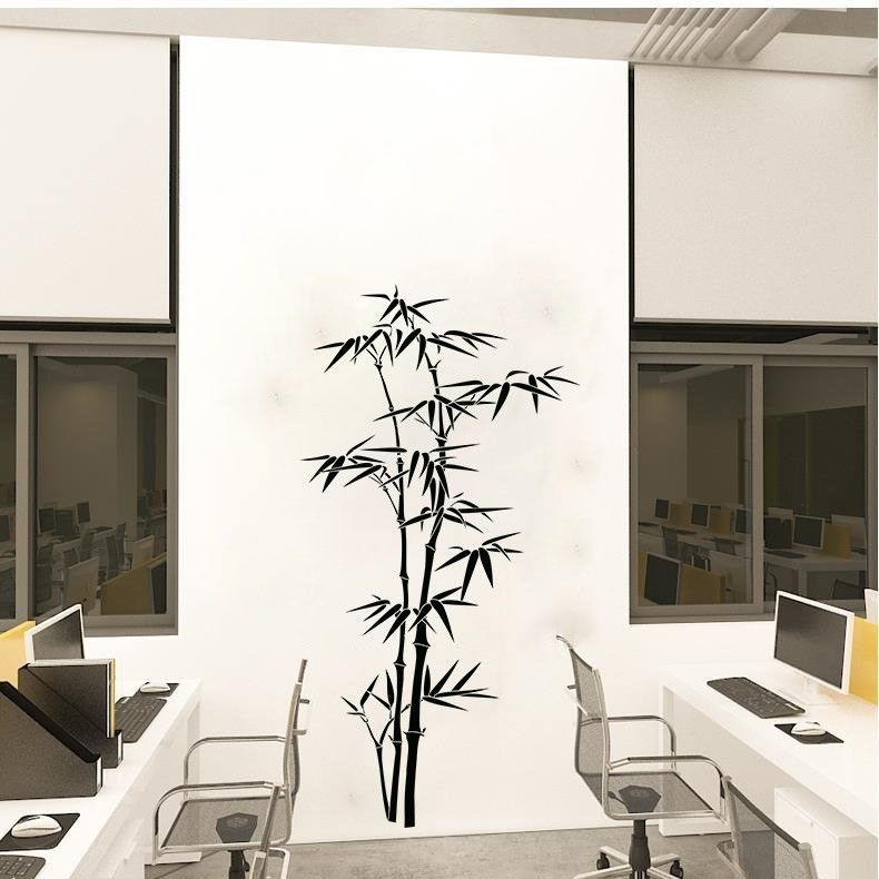竹子墙贴纸中国风书房客厅卧室电视墙背景浴室玻璃门装饰贴画自粘图片