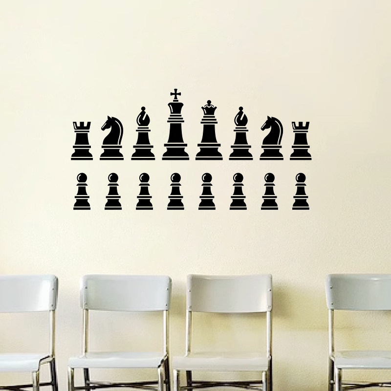 国际象棋图案玻璃镂空俱乐部墙贴