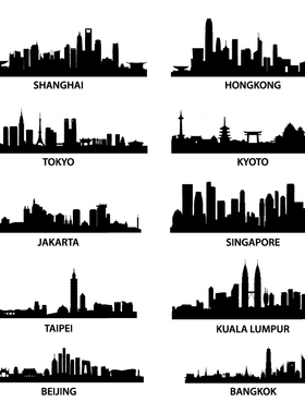 上海北京城市轮廓剪影墙贴广州