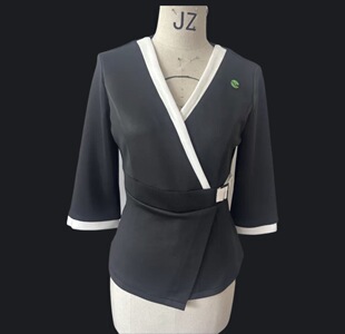 美容院工作服 春夏养生馆SPA气质套装足疗足浴高端弹力技师服上衣
