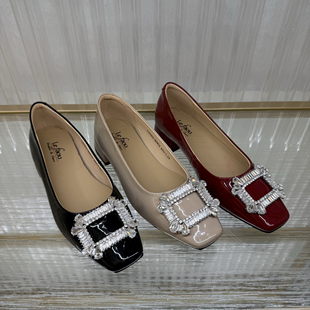 法国乐芙女鞋 FAOU 方扣水钻单鞋 吊牌价1699 新品 L233021 上架
