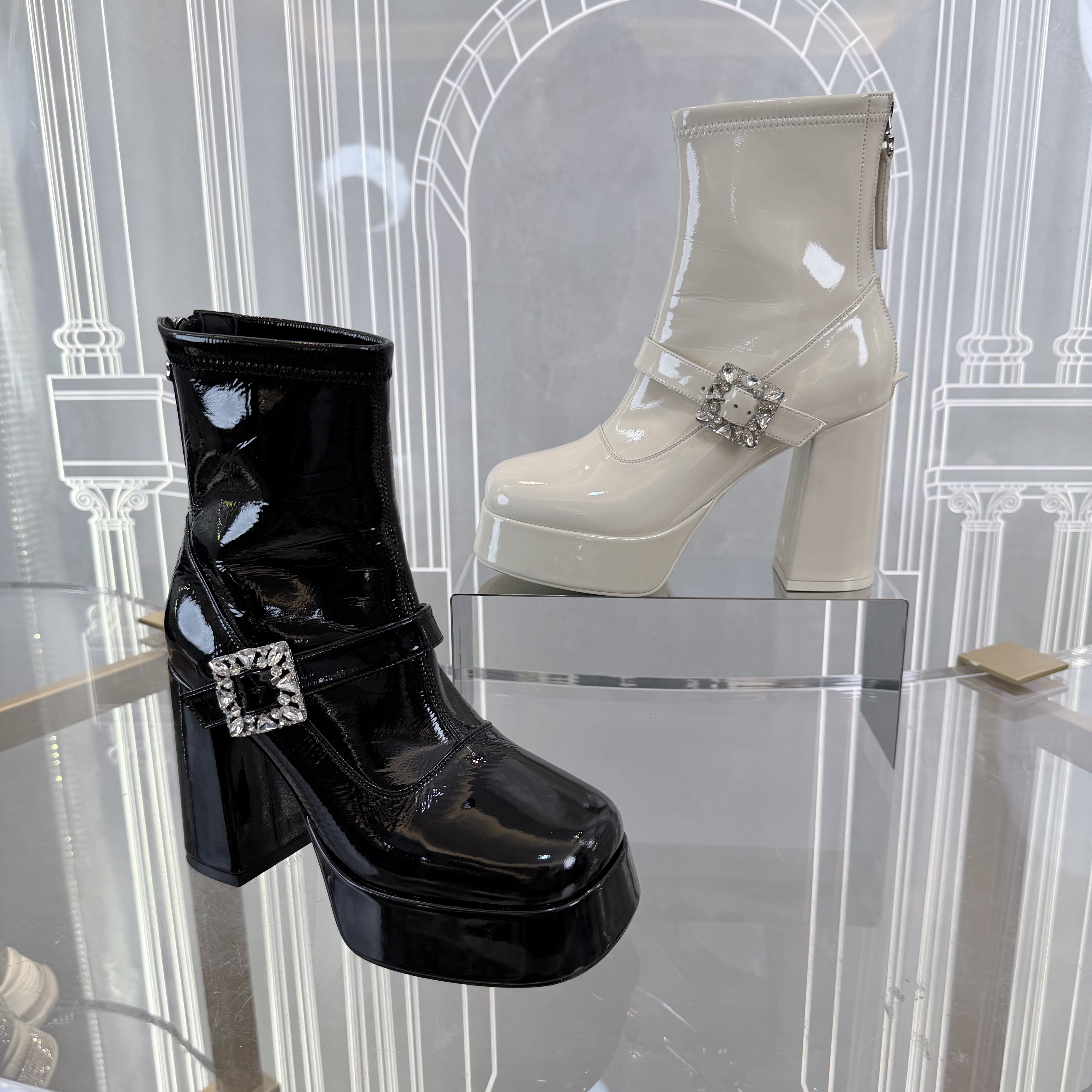 Cimior意大利轻奢女鞋 水台粗高跟时装靴女靴 吊牌3280 CA25159