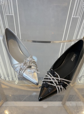 Cimior意大利设计师女鞋 26早春金属胎牛玫瑰花平底单鞋 CS26064