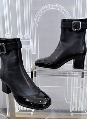 Cimior意大利女鞋 Miu系时尚粗跟方扣羊皮女靴吊牌3280 CA25147