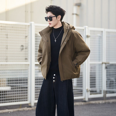 2025新款男士羽绒服冬季痞帅高级感潮流帅气轻薄加厚连帽冬季外套