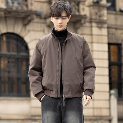 白鸭绒保暖羽绒服男士冬季2025新款潮加厚防风棒球领外套男款上衣