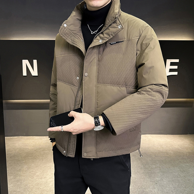 轻薄羽绒服男冬季2025新款今年流行爆款拼接立领90绒防寒服外套男