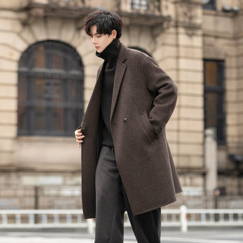 双面绒羊毛大衣男士2025新款秋冬季加厚中长款风衣呢子外套高级感