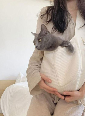 韩国宠物猫袋外出包简约单肩手提包狗狗斜挎包可爱韩版纯棉猫咪