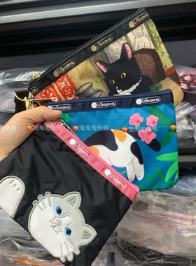 实拍-lishijinya可爱小猫三连包手机包零钱包收纳包化妆包