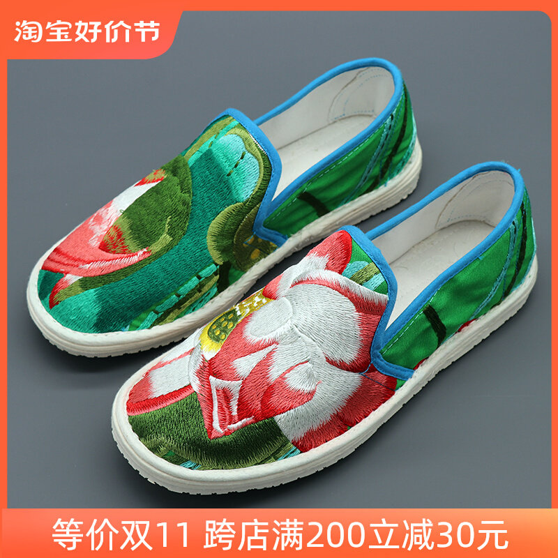 老北京千层底半手工布鞋春夏女士绣花一脚蹬圆头透气机制底布单鞋属于什么档次？