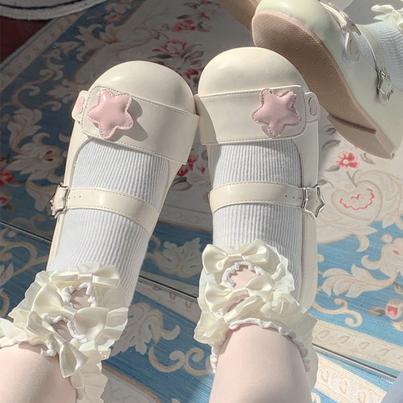 森拉 小星云单里版 原创lo鞋圆头平底鞋单鞋宝宝鞋lolita鞋星星鞋图片