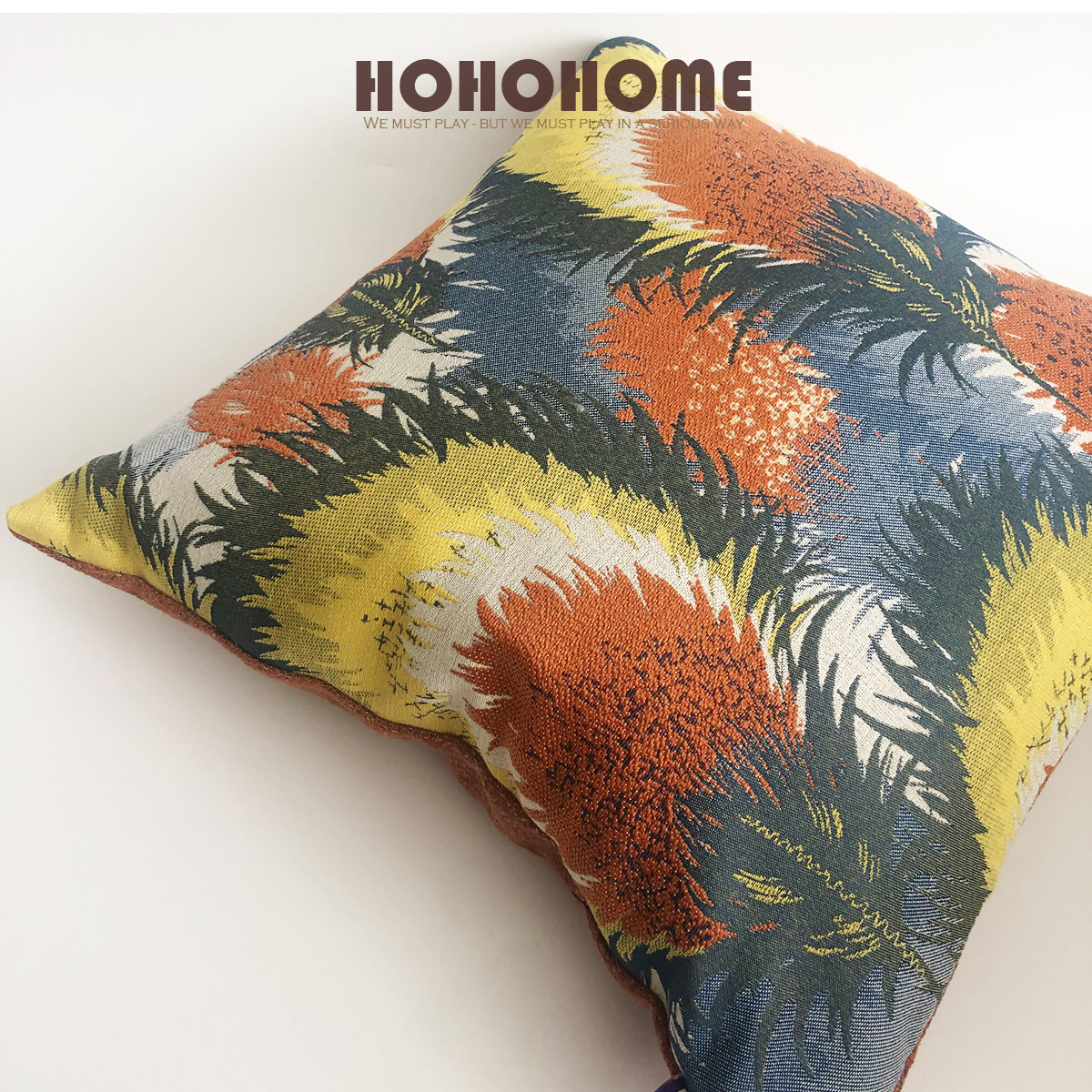 HOHOHOME棉麻绒抱枕套ins风北欧床头沙发现代艺术图案样板间靠枕