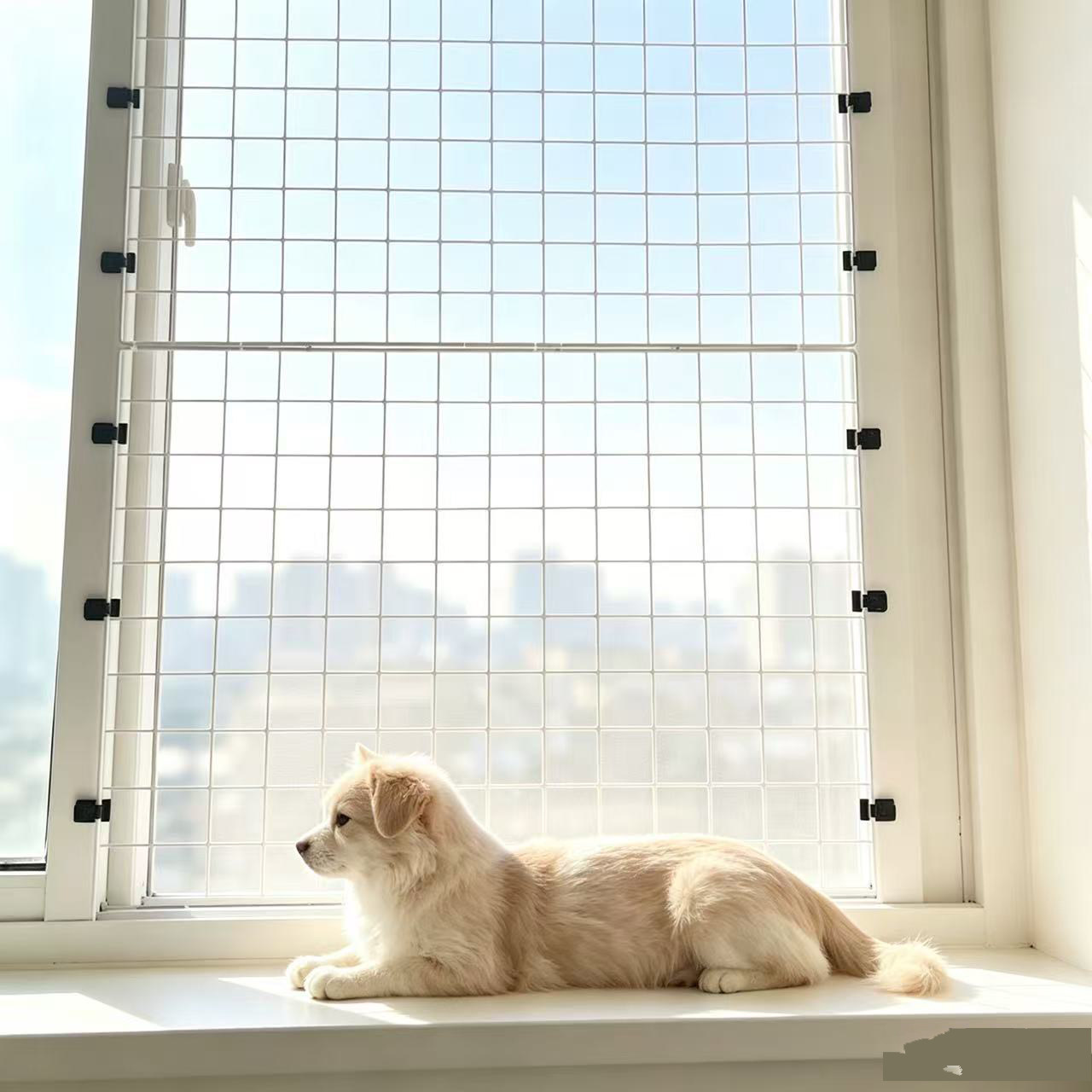 防猫咪封窗网阳台围护栏窗台网格片防护网防盗窗户防漏防坠安全网