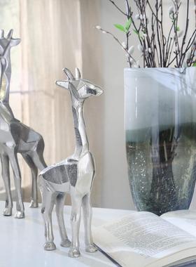 美国进口铝制立式长颈鹿雕塑摆件