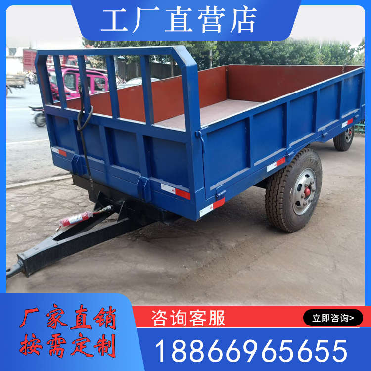 青储棉花高栏自卸拖拉机拖车斗农用运输大吨位牵引式平板爬梯拖车
