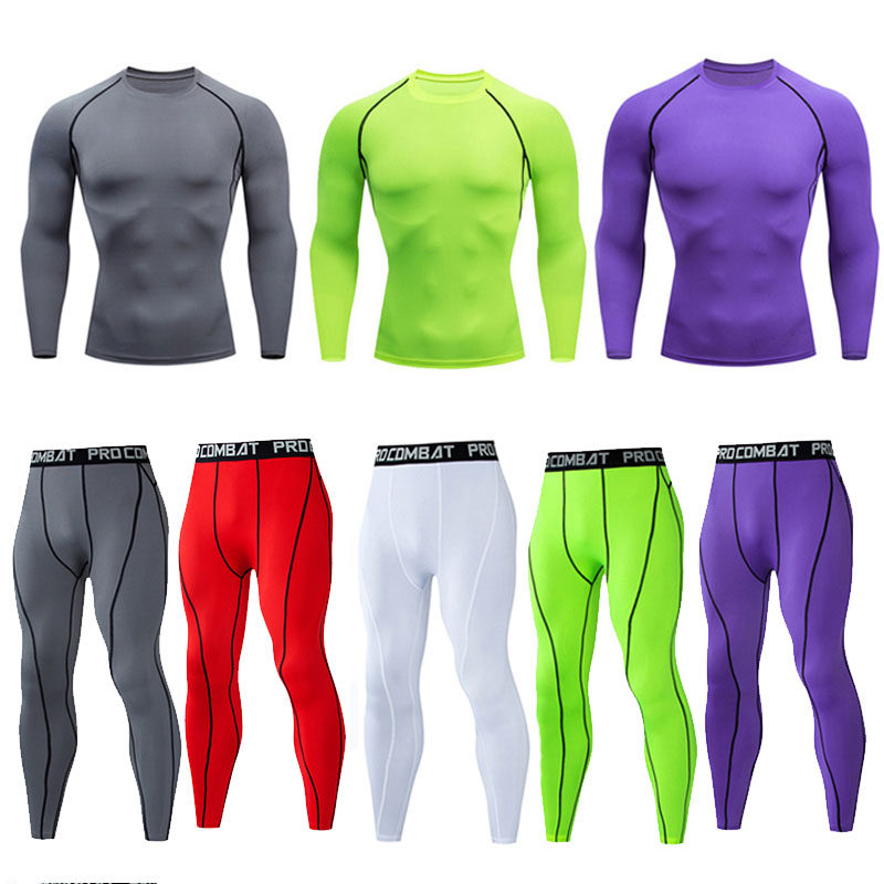 运动紧身衣紧身裤套装男速干衣训练服健身房篮球田径紧身衣男四季