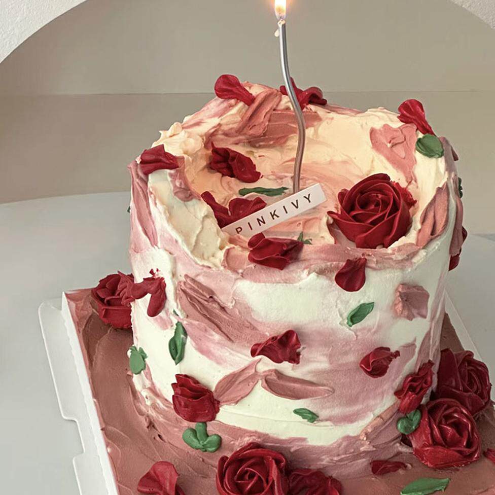 法式玫瑰庄园裱花韩式生日蛋糕女妈妈高级感纯动物奶油蛋糕成都
