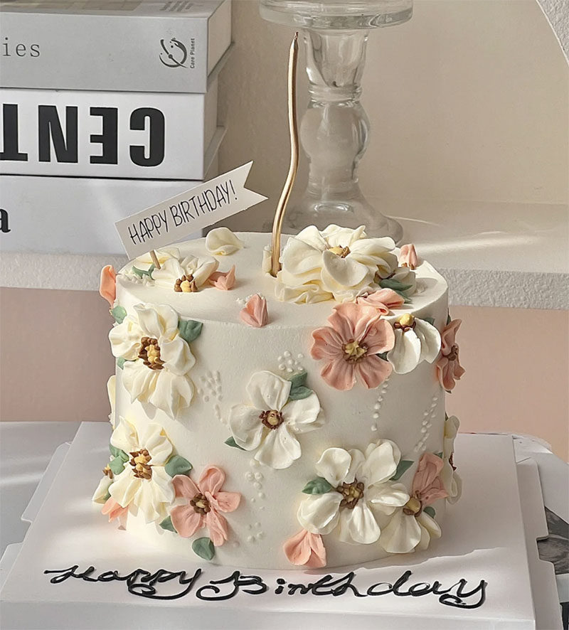 网红ins高级复古宫廷风裱花动物奶油生日蛋糕送女神老婆闺蜜成都